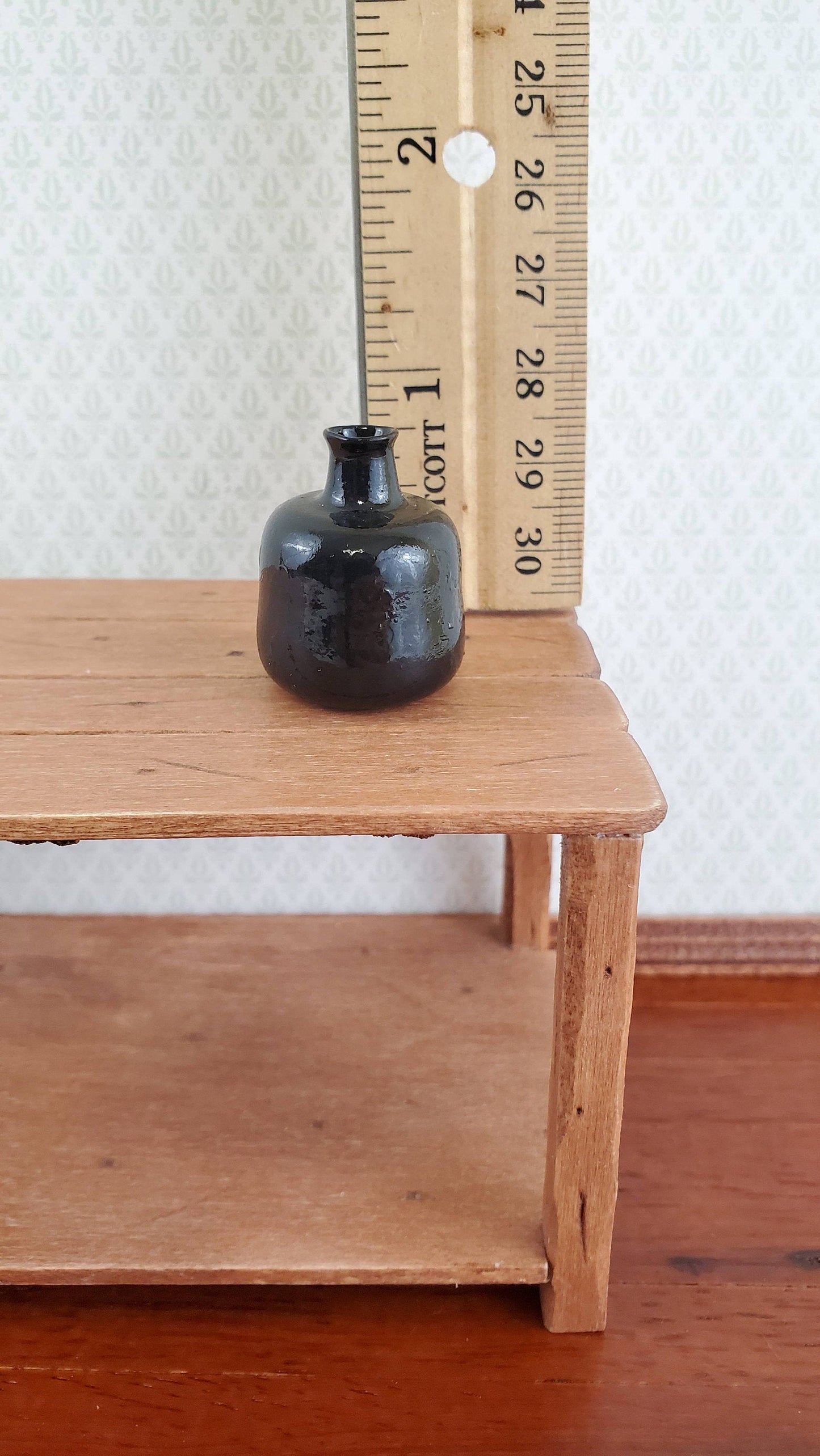 Dollhouse Miniature Black Glass Jug Bottle Carboy or Demijohn 1:12 Scale