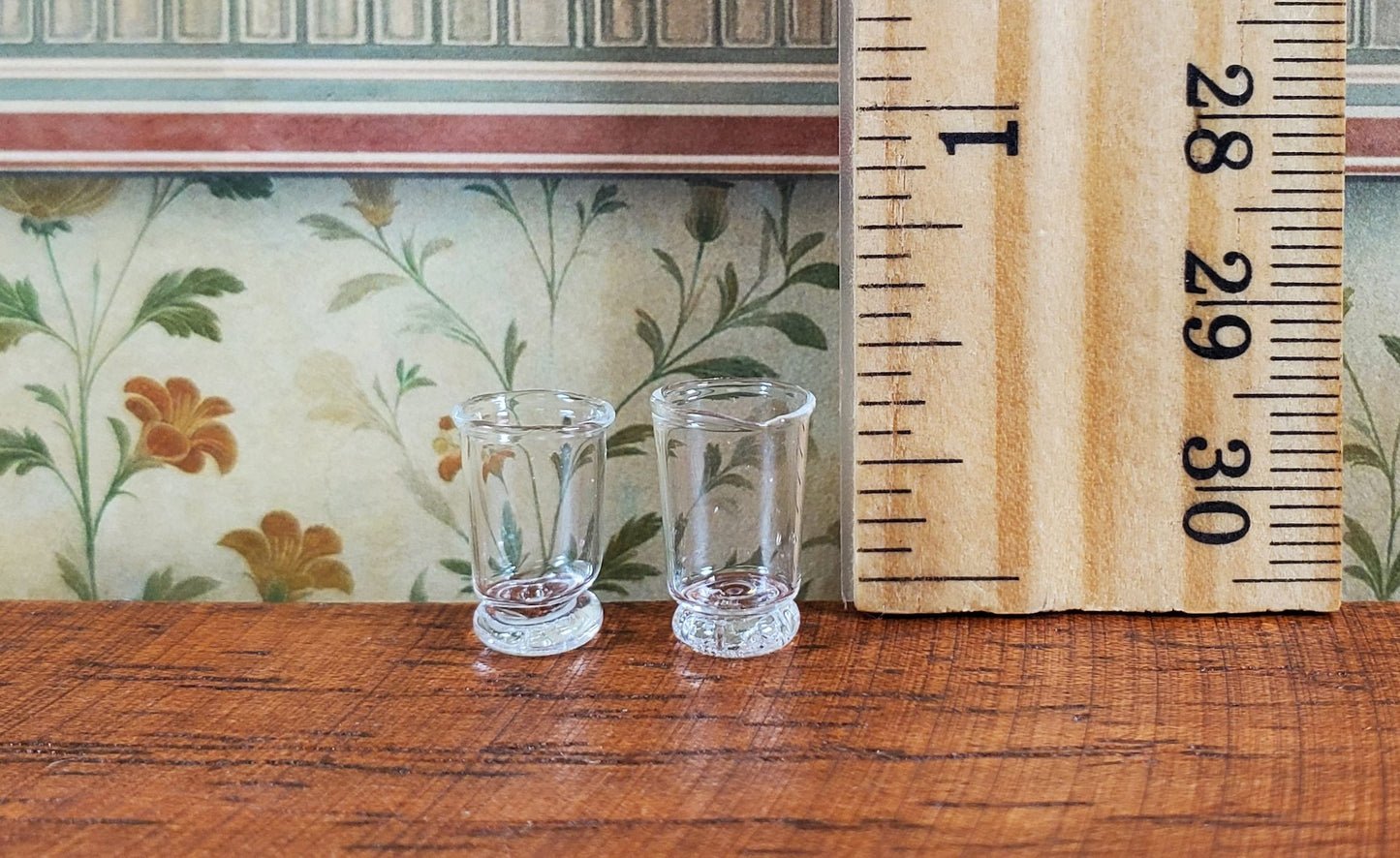 Dollhouse Drinking Glasses Set of 2 1:12 Scale Miniature Dishes