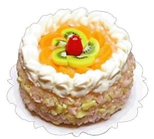 Dollhouse Peach Cream Topped Cake 1:12 Scale Miniature Dessert Food Bakery
