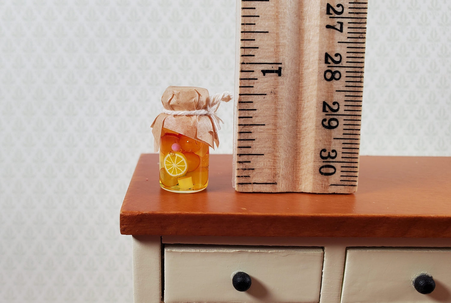 Dollhouse Canned Fruit with Covered Jar 1:12 Scale Miniature Kitchen Food