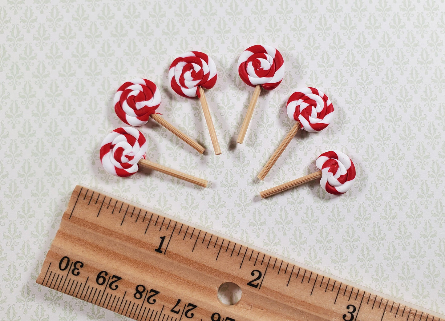 Dollhouse Candy Cane Lollipop Suckers x6 1:12 Scale Miniature Food Treats