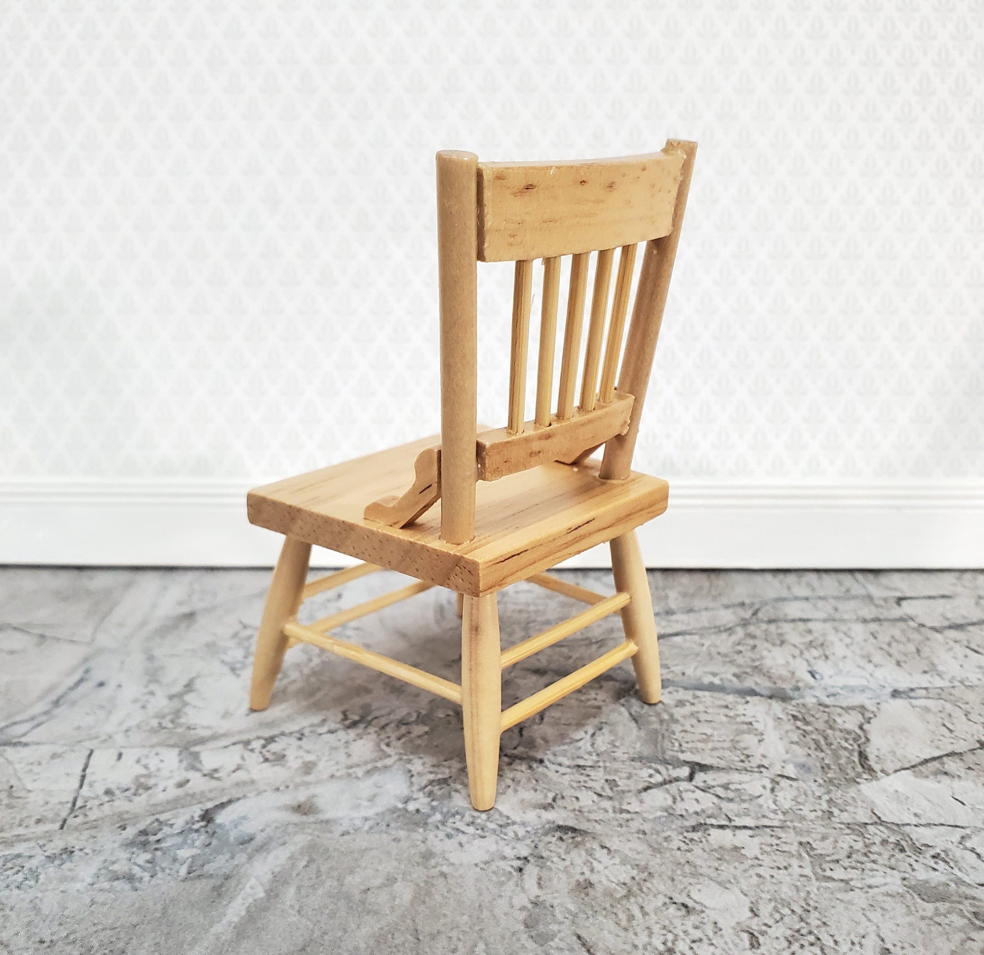 Dollhouse Kitchen Chair Light Oak Wood 1:12 Scale Miniature Furniture M0537B