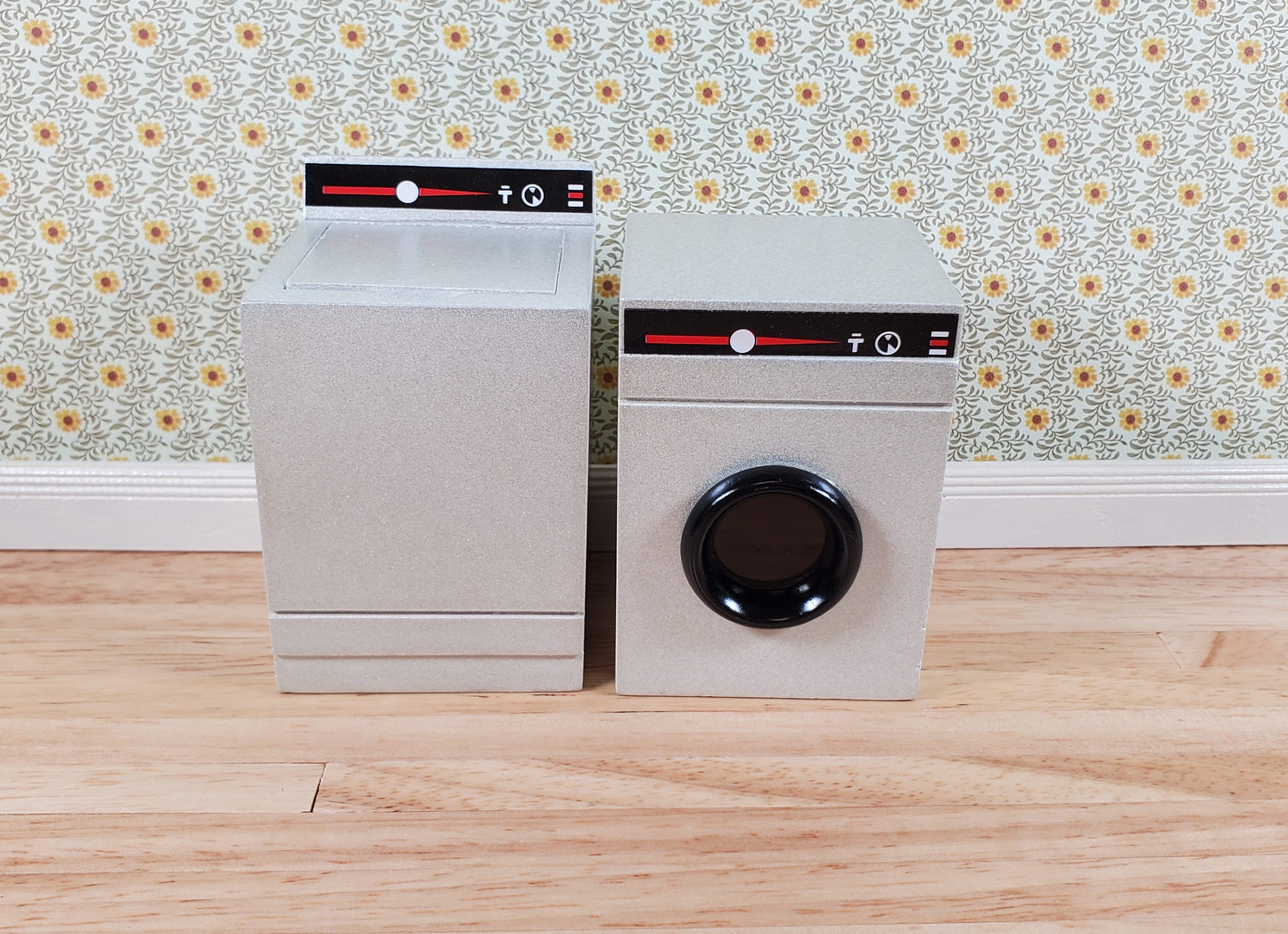 Dollhouse Washing Machine Silver Top Load Wash 1:12 Scale Modern Miniature