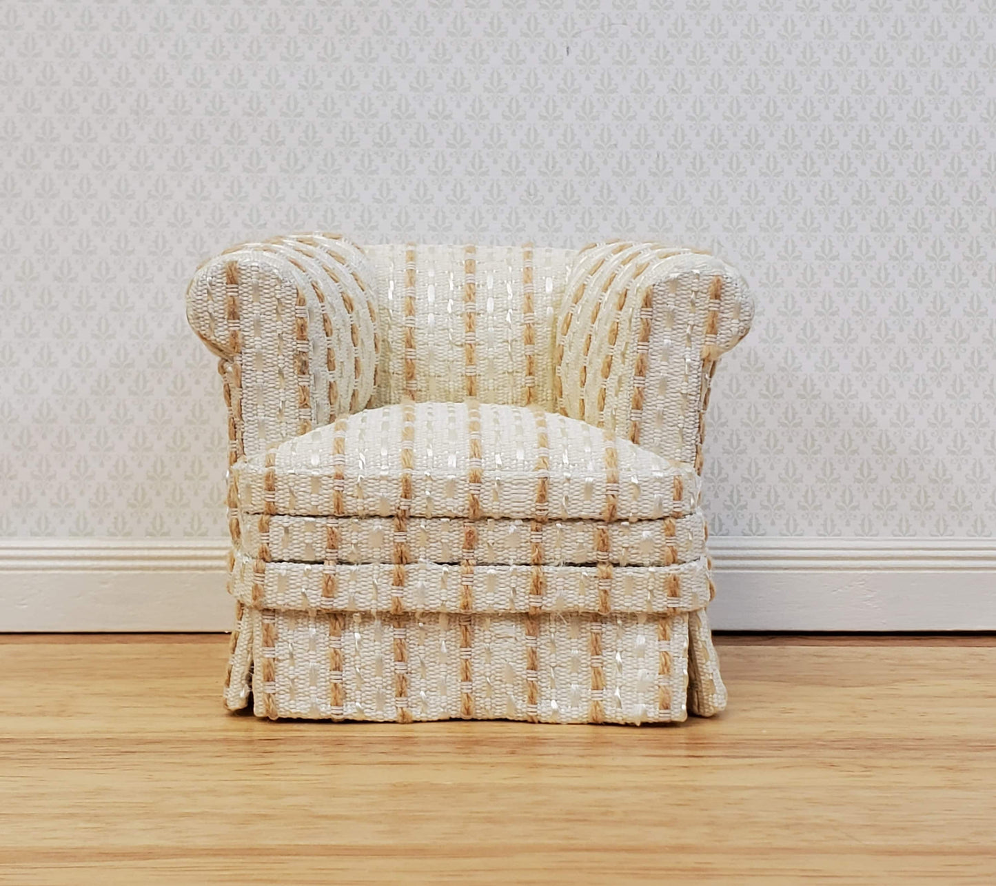 JBM Dollhouse Club Chair Tub Barrel Cream Modern Style 1:12 Scale Miniature Furniture