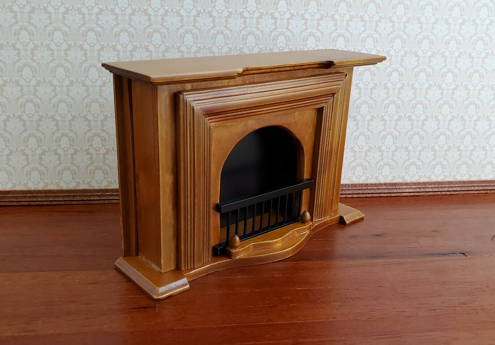Dollhouse Miniature Fireplace Large Walnut Finish 1:12 Scale Furniture