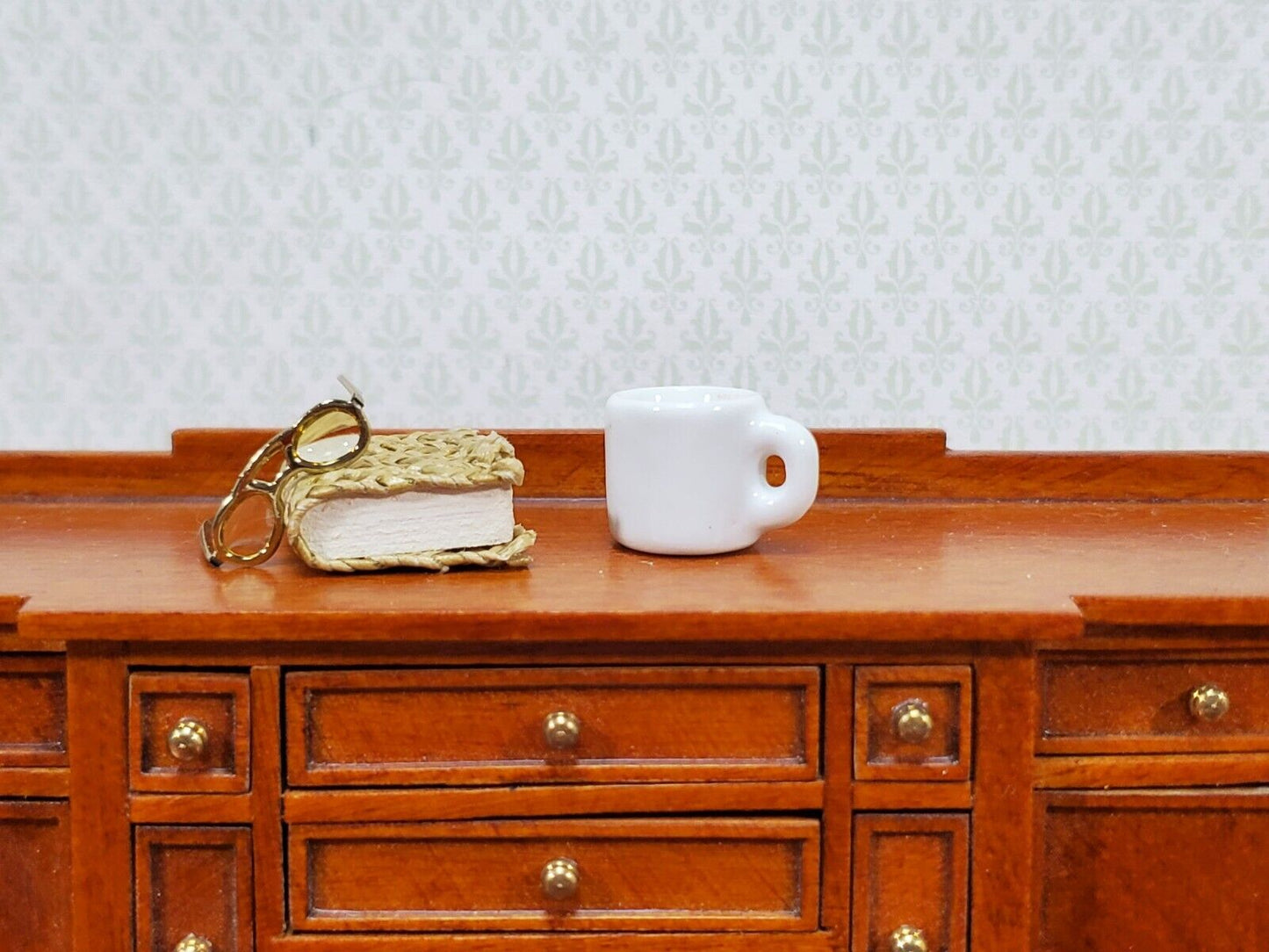 Dollhouse Coffee Mug All White LARGE Use in 1:6 or 1/12 Scale Miniature Kitchen