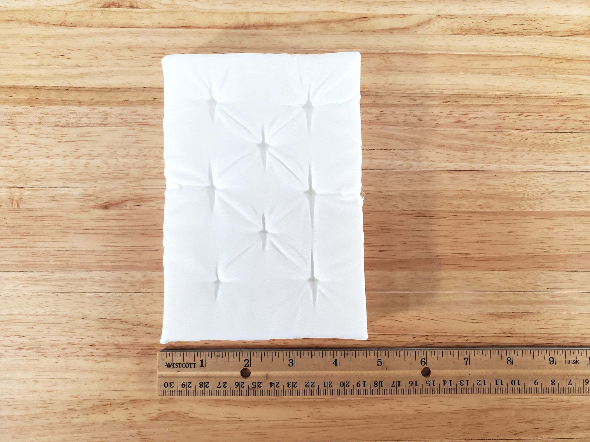 Dollhouse Doll Double Mattress White Tufted 1:12 Scale Miniature Bedroom 6 1/4" Long