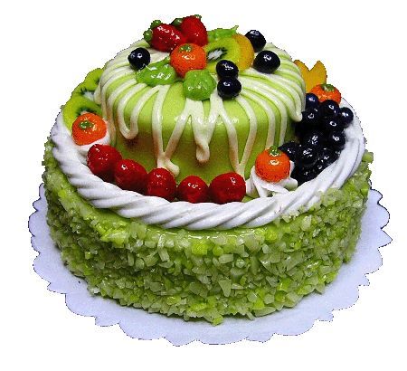 Dollhouse Extra Large 2 Tier Cake with Fruit Topping Miniature Food Prop