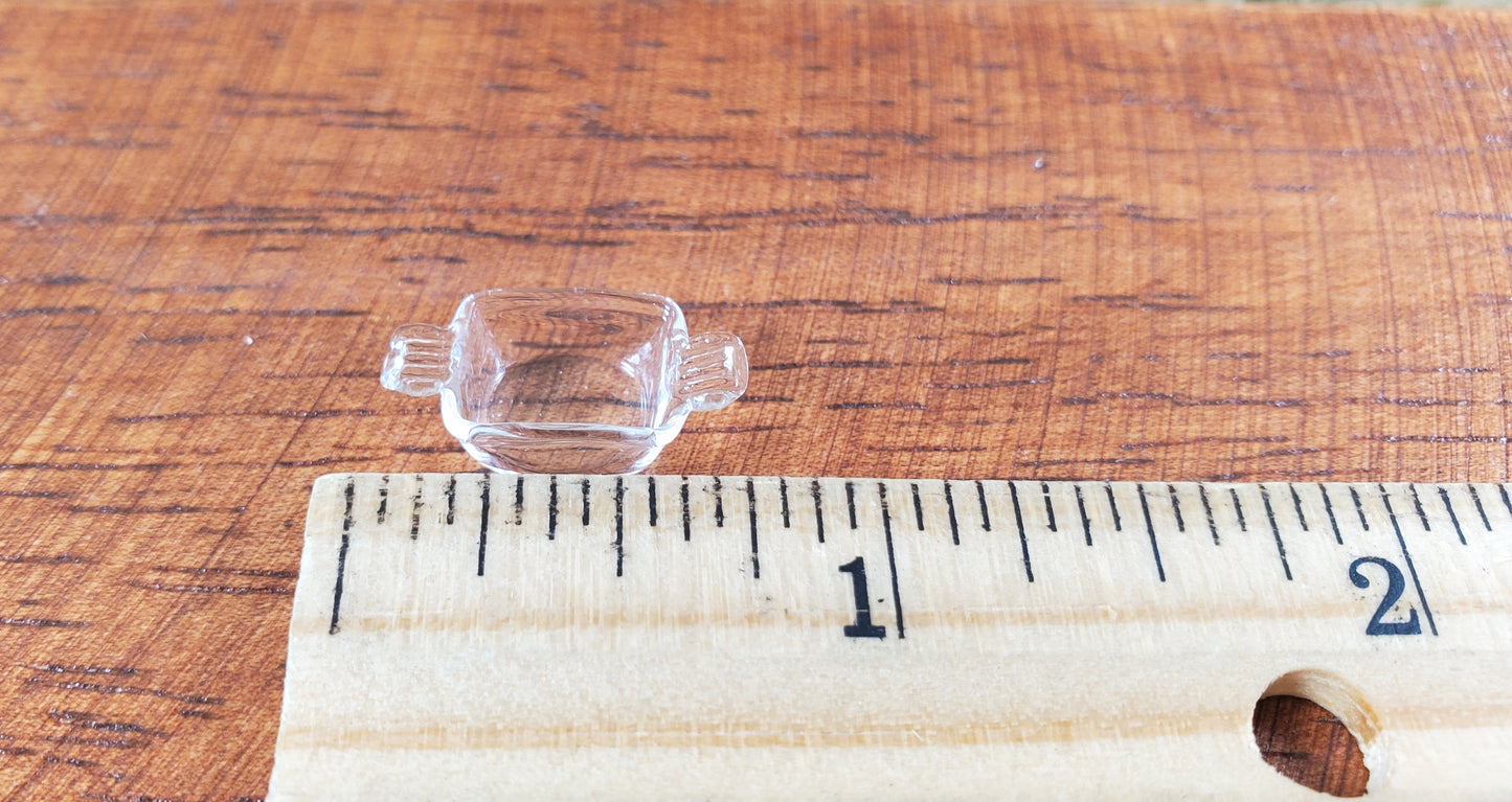 Dollhouse HALF SCALE Clear Glass Casserole Dish with Handles 1:24 Miniature