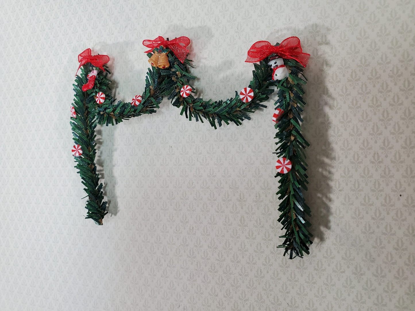 Miniature Christmas Garland Holiday Swag 1:12 Scale Dollhouse Handmade