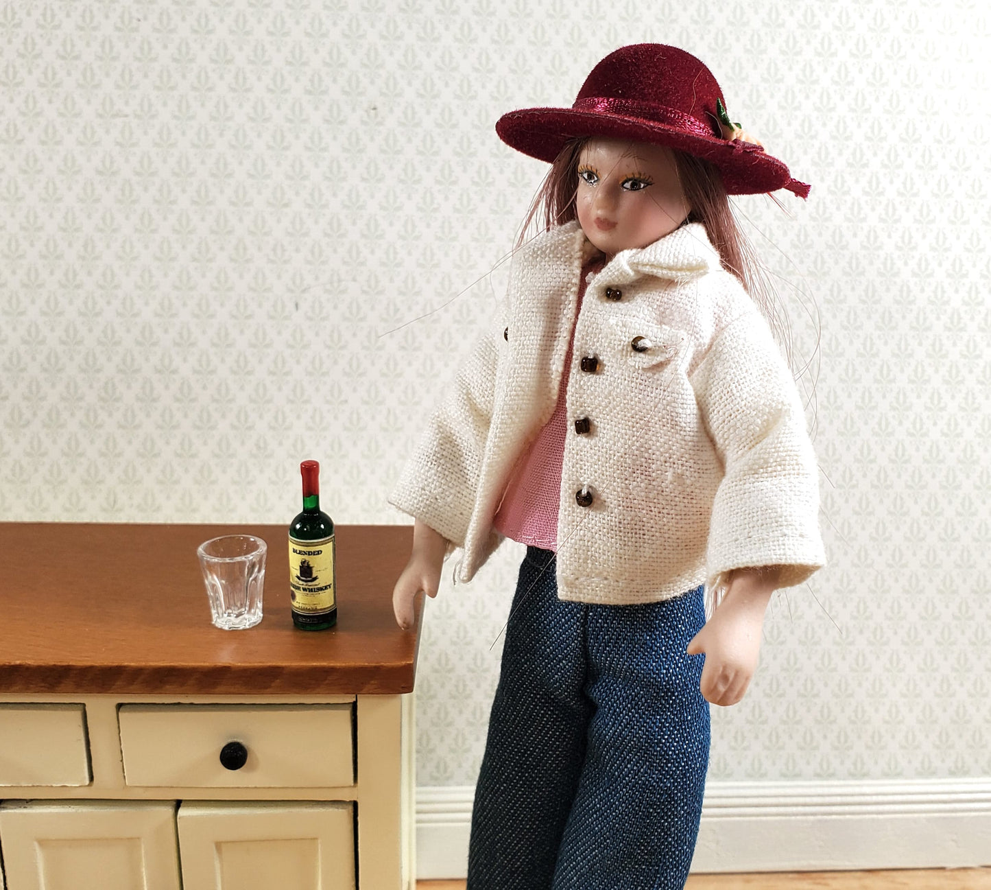Dollhouse Bottle of Irish Whiskey 1:12 Scale Miniature 1" Tall Booze Drinks