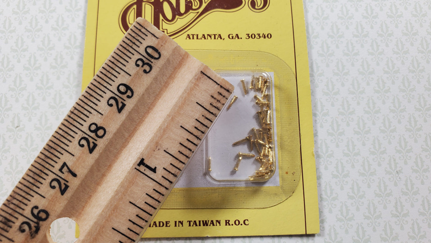 Brass Nails Brads Small Tiny Thin 4mm 100 pcs for Miniatures Houseworks #1129