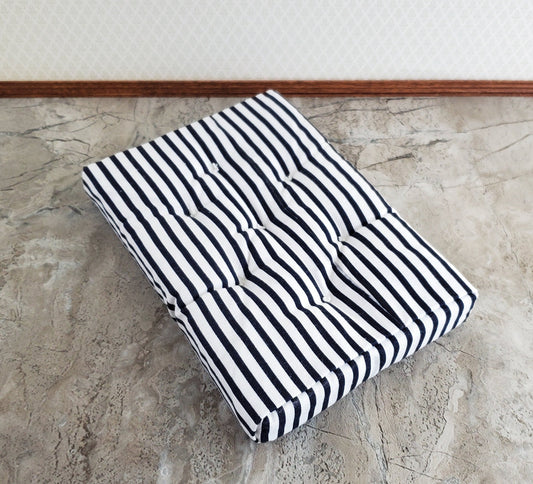 Dollhouse Miniature Mattress Double Size Black & White Striped 1:12 Scale Bedroom