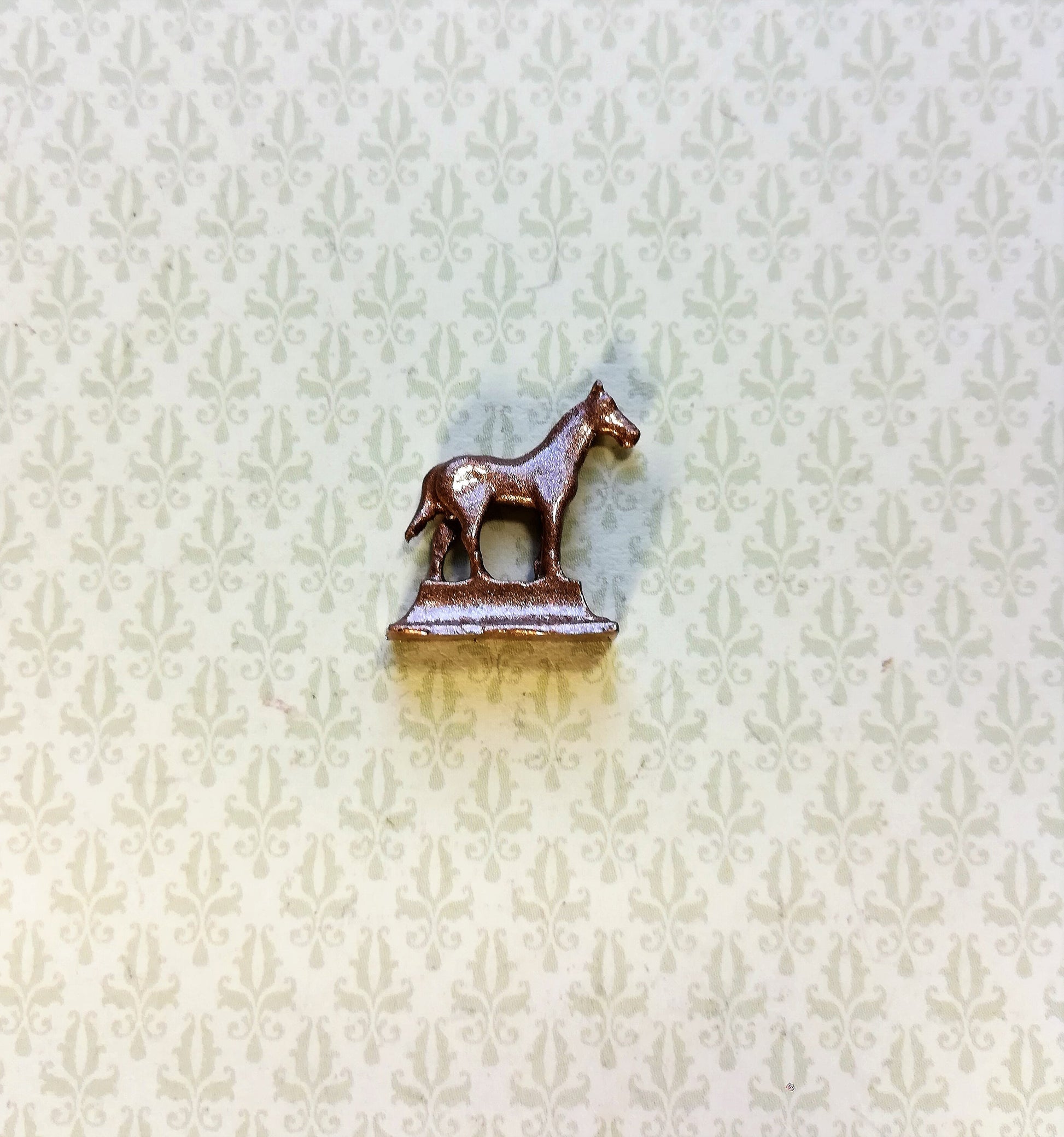 Dollhouse Miniature Horse Statue Trophy Bronze 1:12 Scale Painted Metal