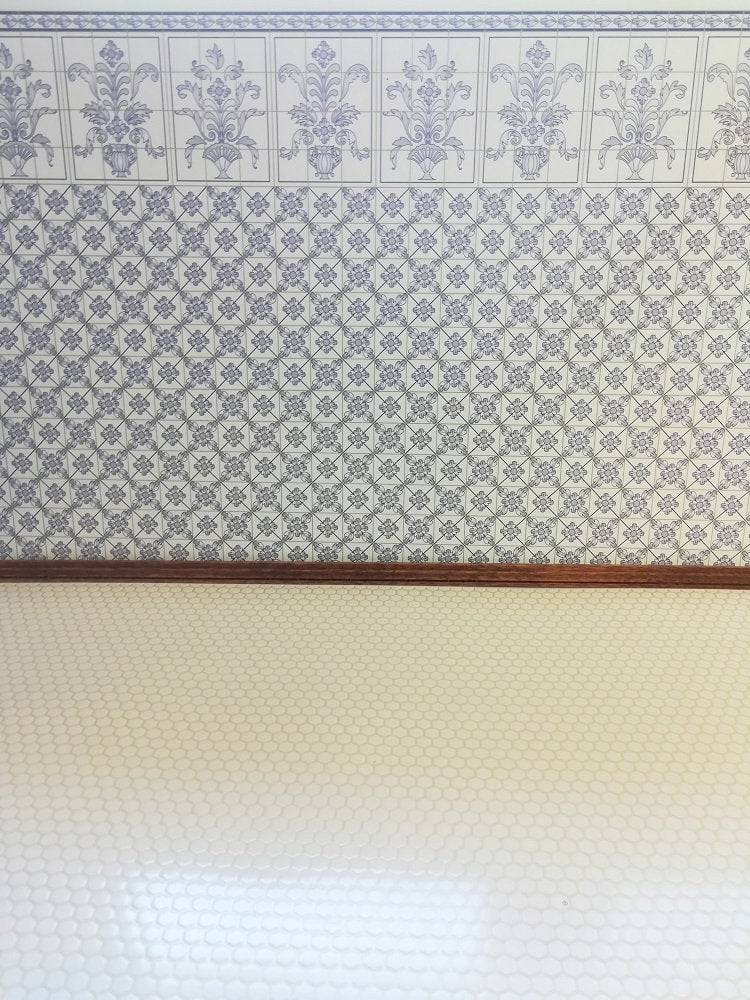 Dollhouse Kitchen Wallpaper by Brodnax "Leslie Blue" Delft Style 1:12 Scale