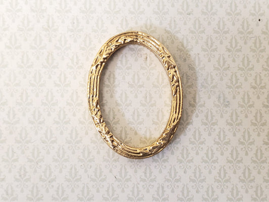 Miniature Oval Picture Frame Gold for Paintings Small Size 1 7/16" Tall