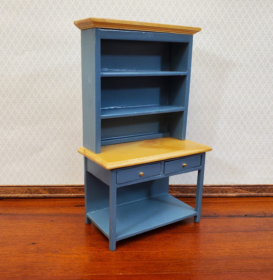 Dollhouse Kitchen Hutch Cabinet Cupboard 1:12 Scale Blue Gray Finish