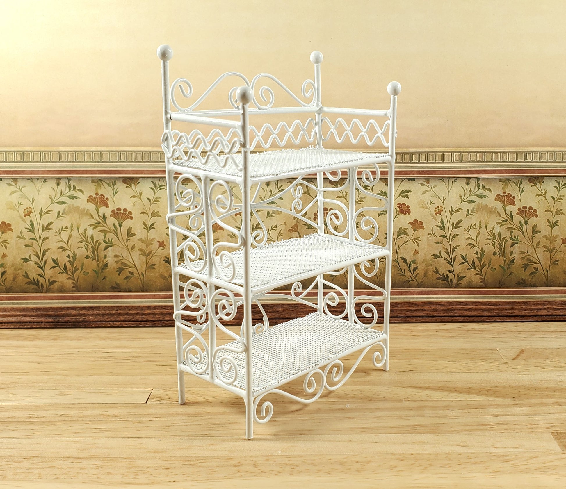 Dollhouse 3 Tier Plant Stand Shelf White Metal 1:12 Scale Miniature Fairy Garden