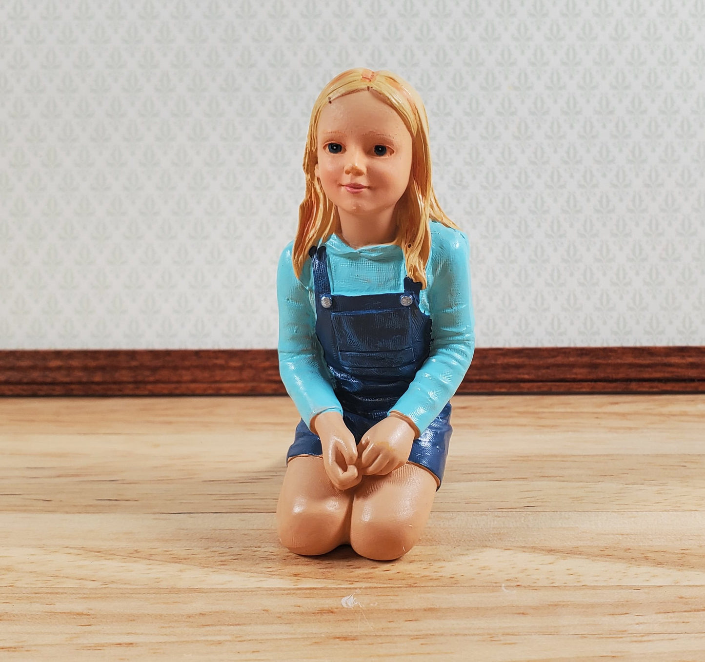 Modern Dollhouse Doll Young Girl Daughter Sitting on Knees 1:12 Scale "Jessie"