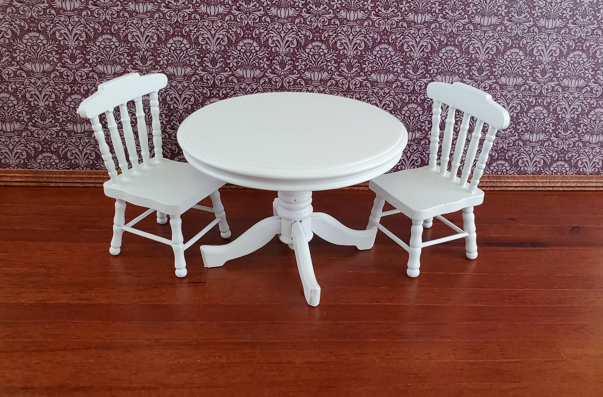 Dollhouse Miniature Kitchen Chair Spindle Back White Finish Wood 1:12 Scale Furniture