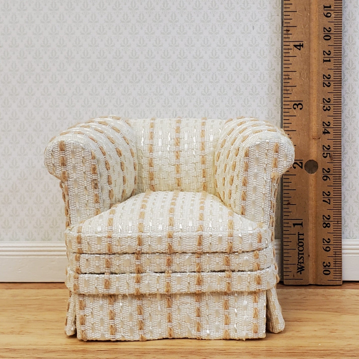 JBM Dollhouse Club Chair Tub Barrel Cream Modern Style 1:12 Scale Miniature Furniture