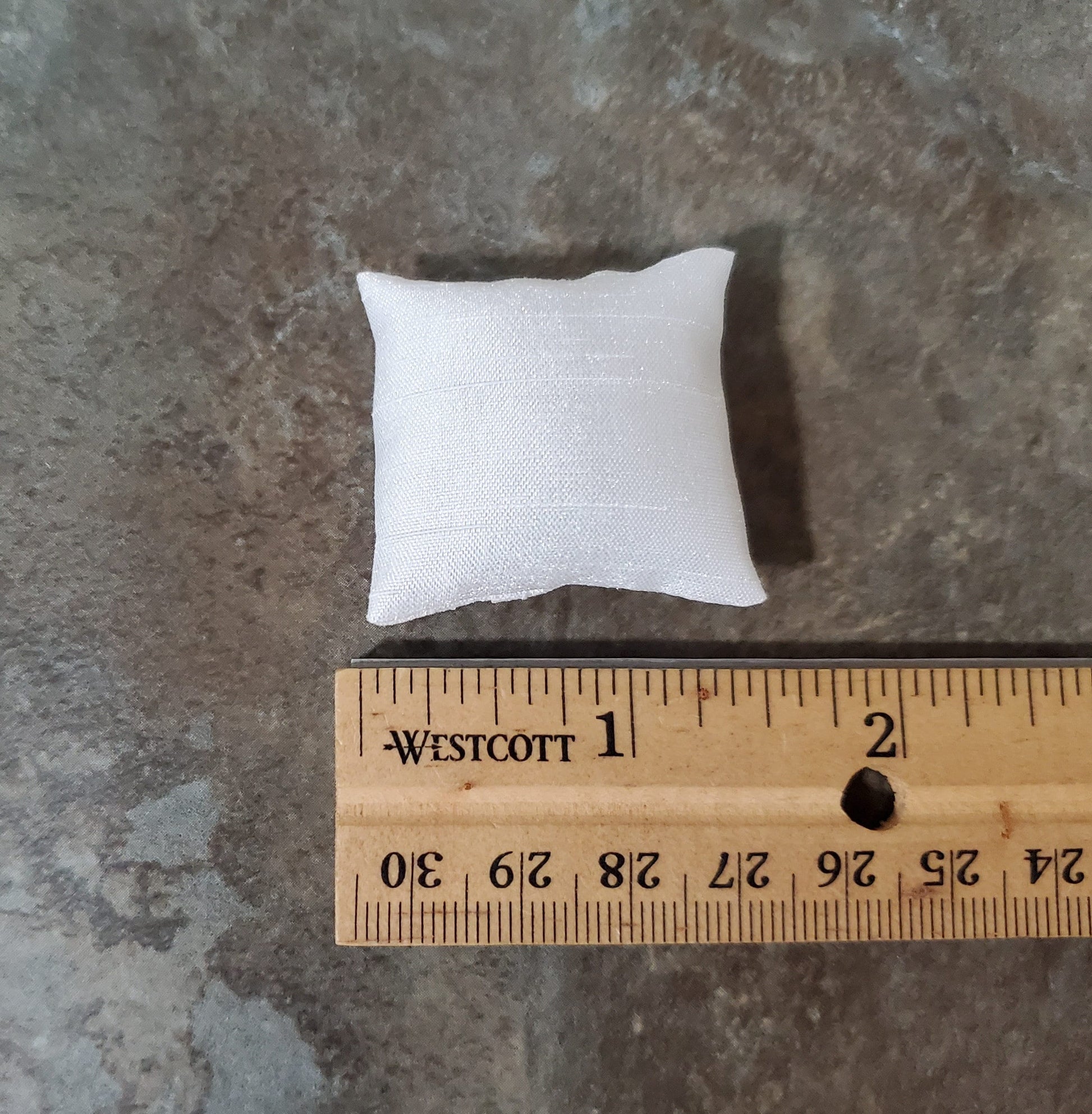 Dollhouse Square Pillow All White Handmade 1:12 Scale Miniature 1 1/2"