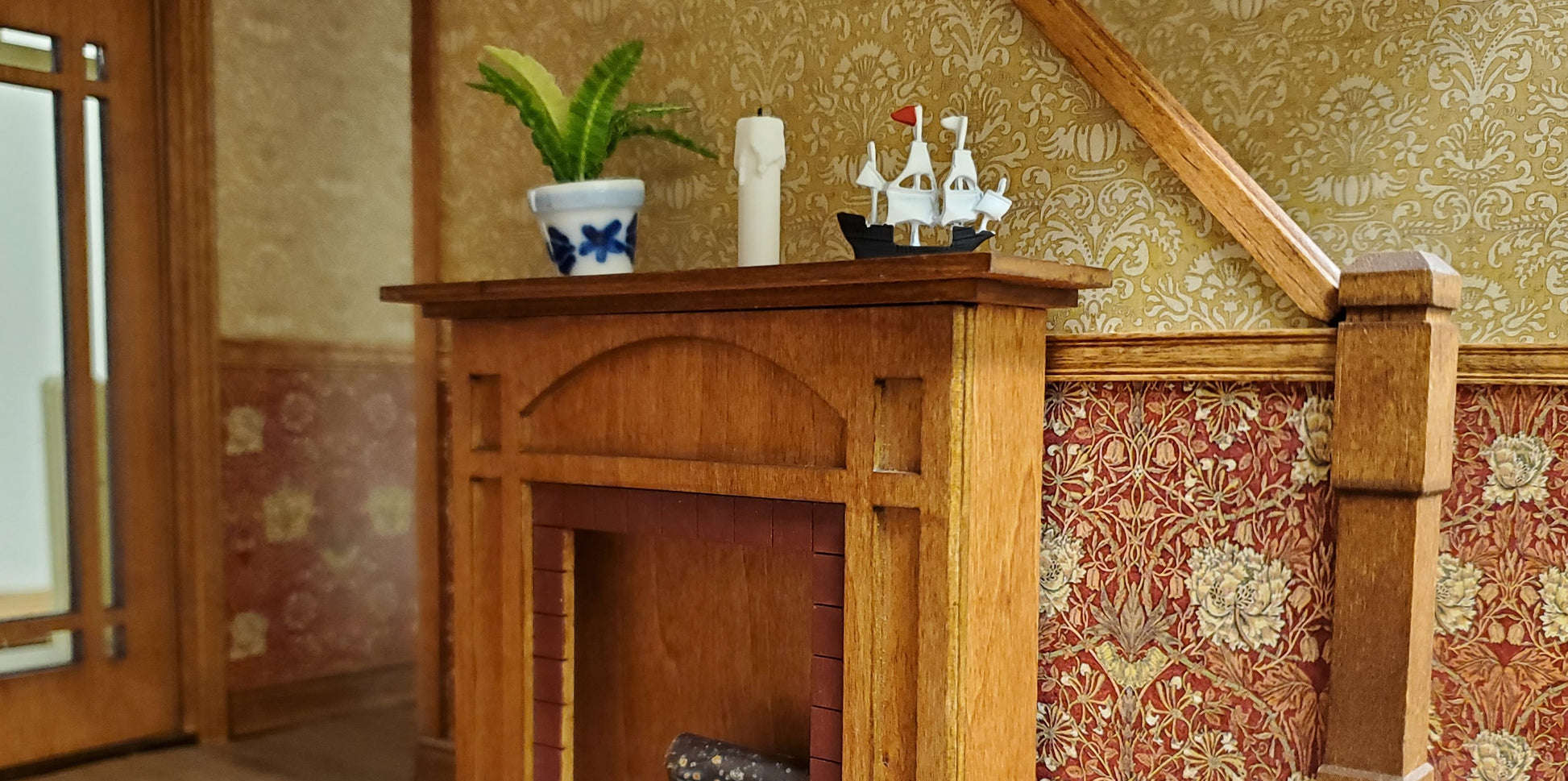 Dollhouse Tiny Tall Model Ship Statue Boat Miniature Hand Painted Metal