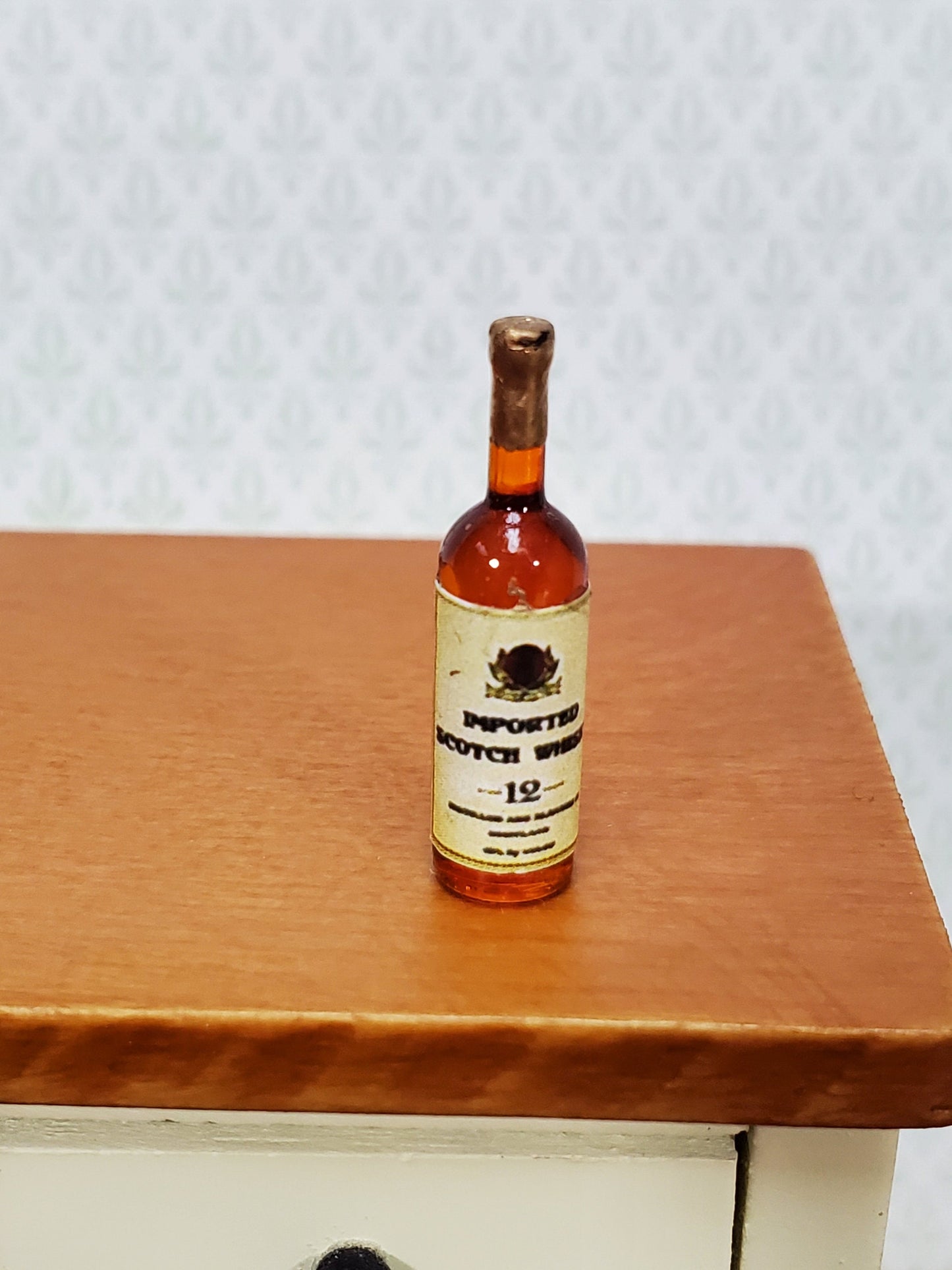 Dollhouse Bottle of Imported Scotch Whiskey 1:12 Scale Miniature 1" Tall Drinks