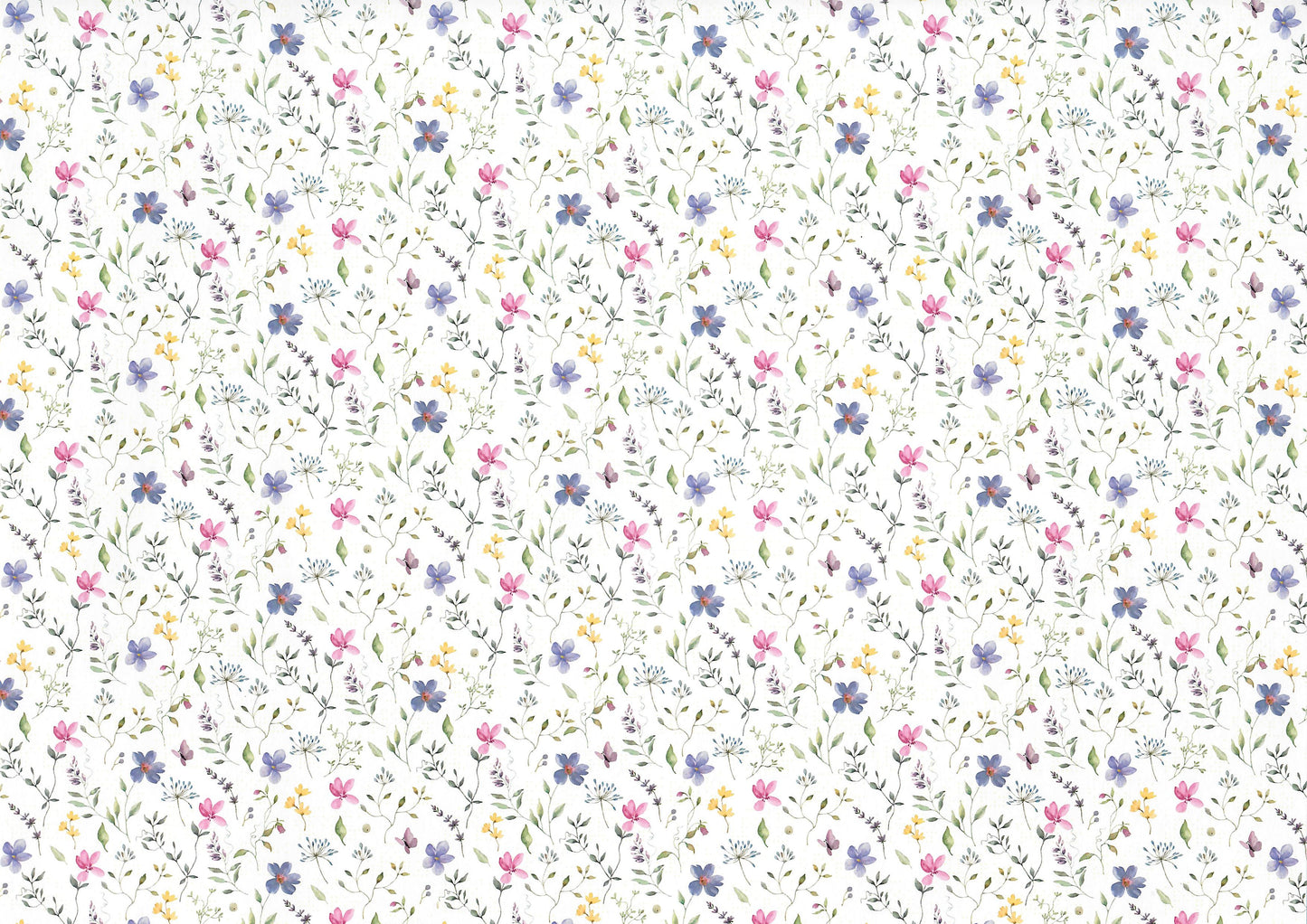 Dollhouse Wallpaper Purple Pink Flowers 3 Sheets 1:12 Scale "Butterfly Blooms"