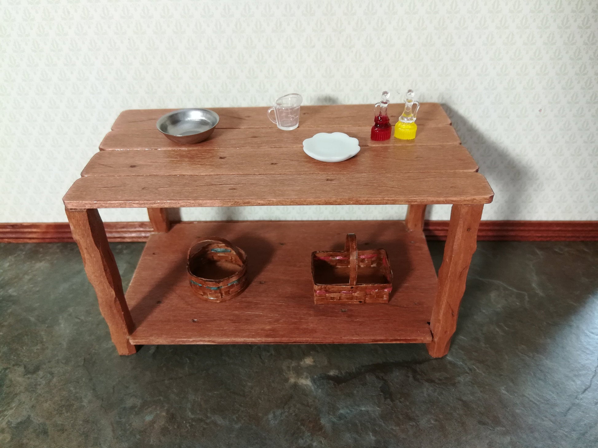 Dollhouse Miniature Oil & Vinegar Cruet Bottles 1:12 Scale Kitchen Accessory