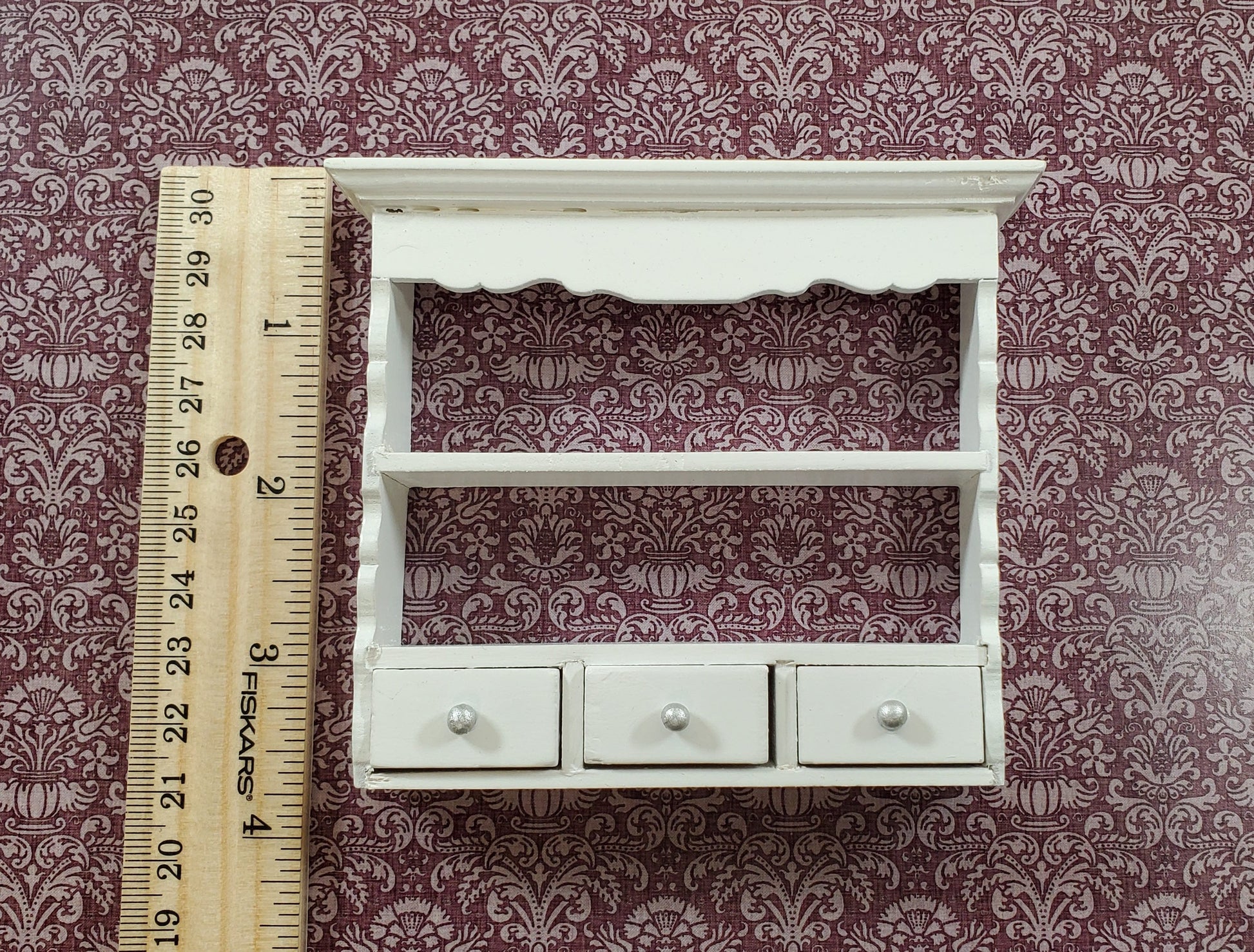 Dollhouse Hanging Shelf White 3 Drawers 1:12 Scale Miniature Kitchen Bathroom