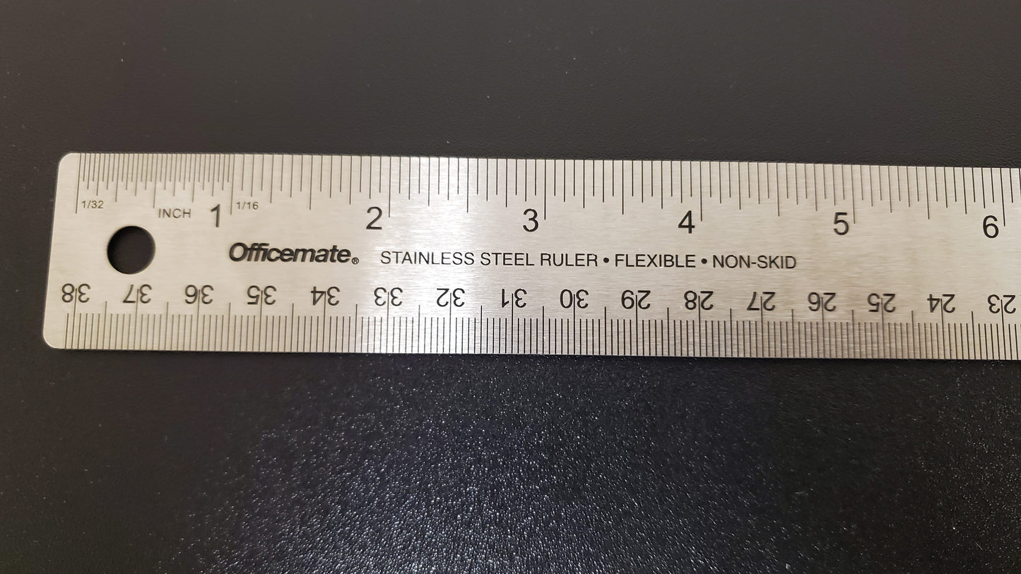 Stainless Steel Ruler with Cork Back 15"x1.25" Inches Centimeters Straight Edge