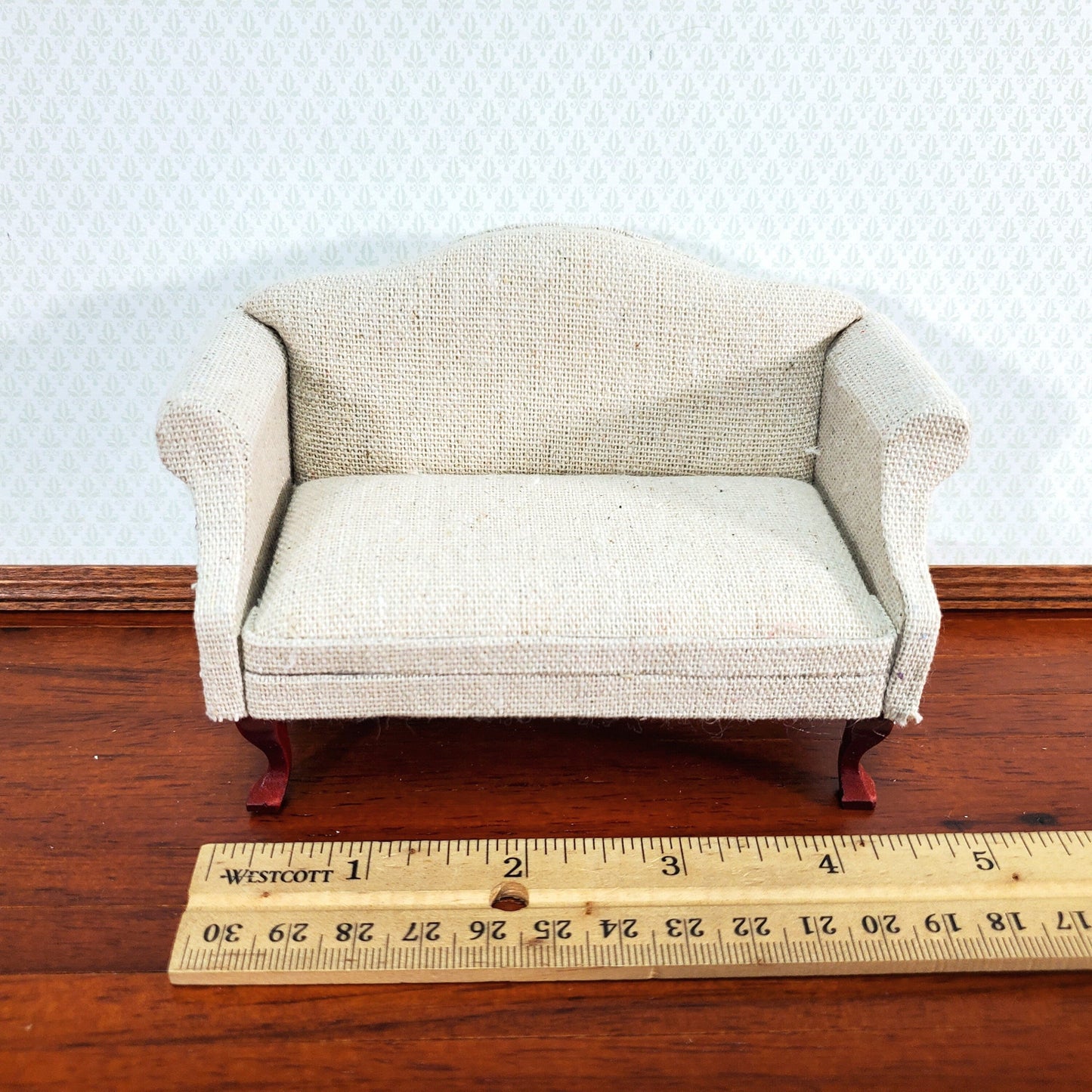 Dollhouse Sofa Couch Muslin Style Natural Fabric 1:12 Scale Miniature Furniture