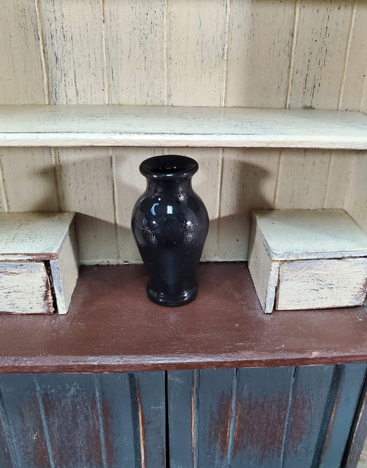 Dollhouse Vase Black Bouquet Style Large Real Glass 1:12 Scale Miniature for flowers