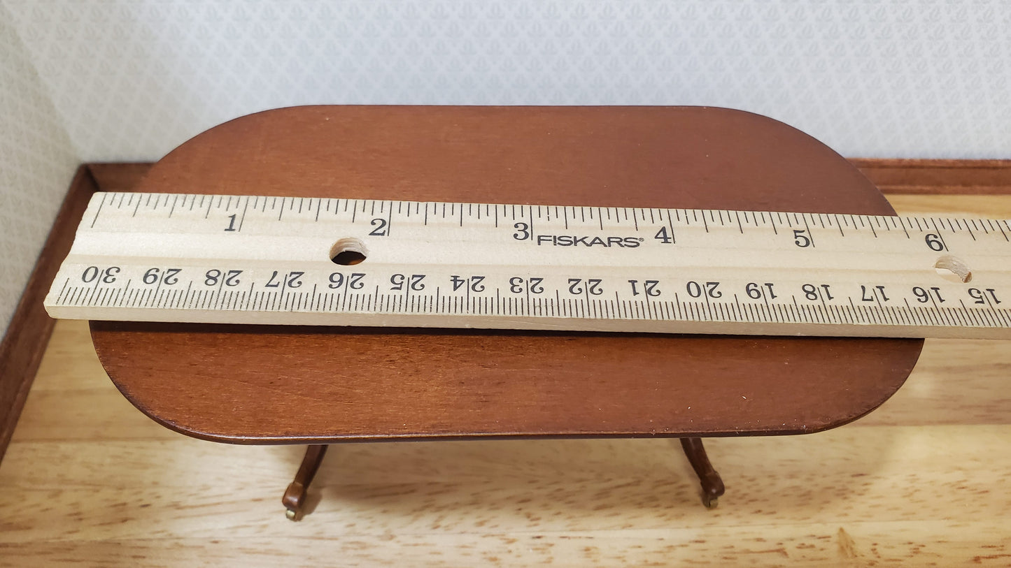 JBM Dollhouse Dining Table Queen Anne Style 1:12 Scale Furniture Walnut Finish