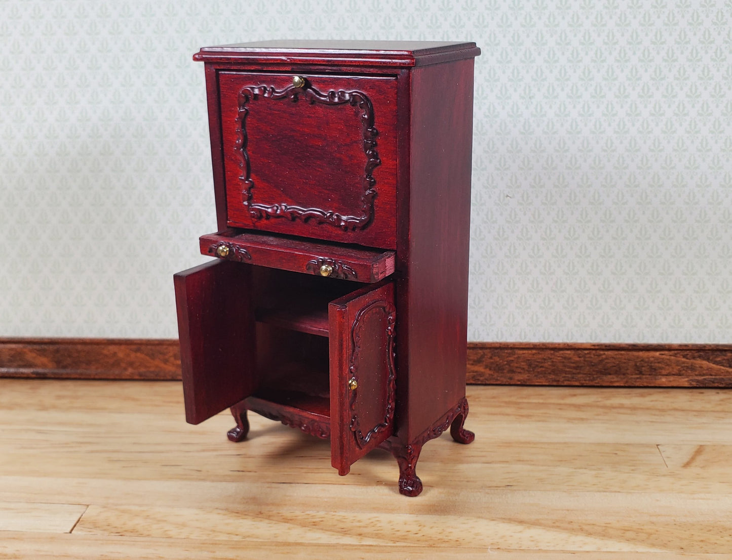 Dollhouse Secretary Writing Desk Mahogany Finish 1:12 Scale Miniature Furniture by Hansson Estate Piece