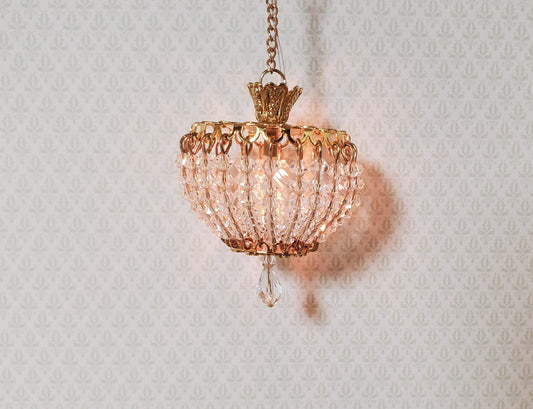 Dollhouse Crystal Ceiling Light Large Real Glass 12 Volt 1:12 Scale Miniature