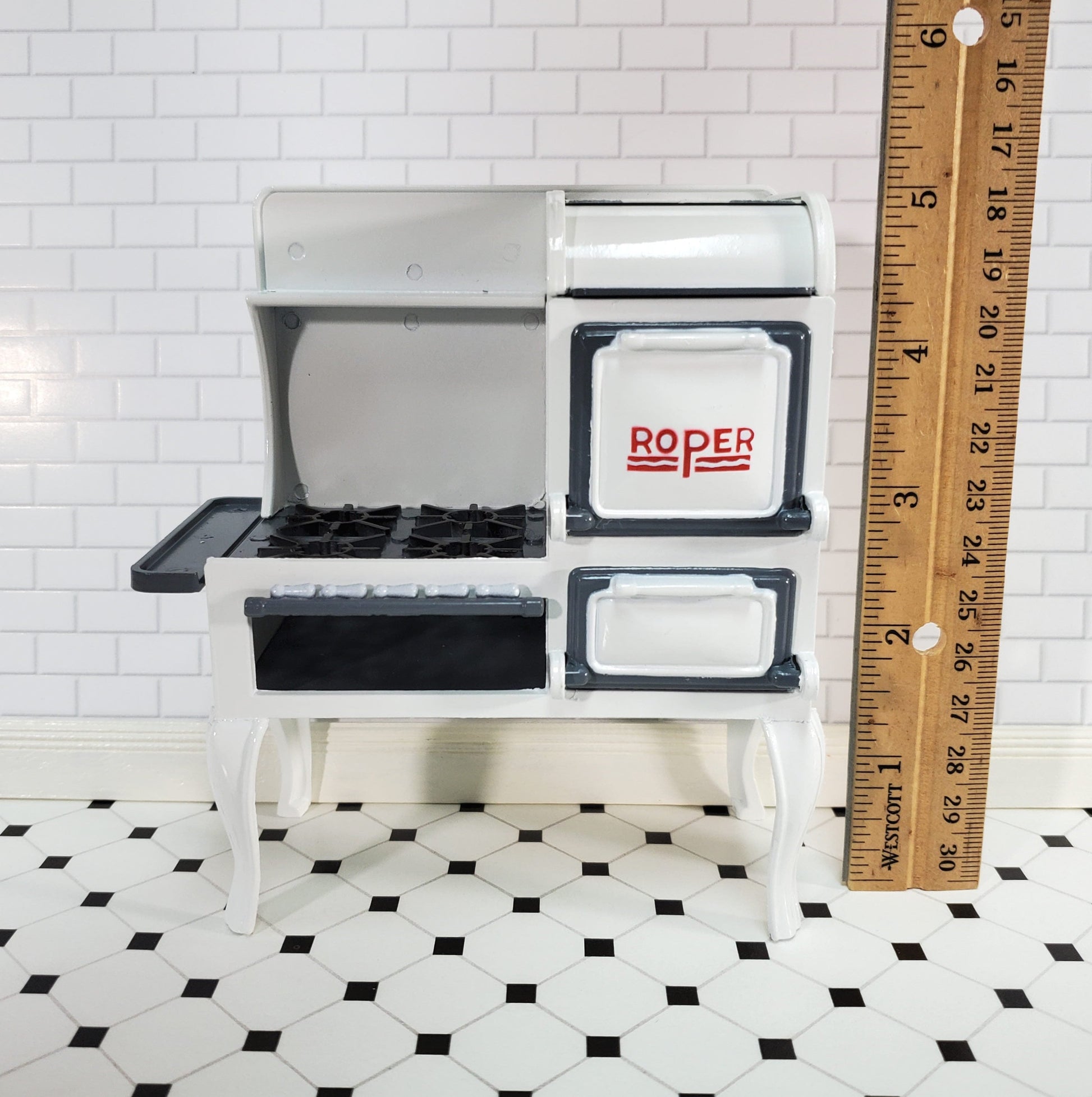 Dollhouse Roper Range Stove Oven 1920s Style Large 1:12 Scale Miniature Kitchen Metal