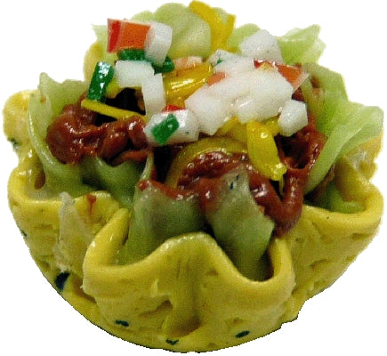 Dollhouse Taco Salad in a Tortilla Bowl 1:12 Scale Miniature Food Kitchen