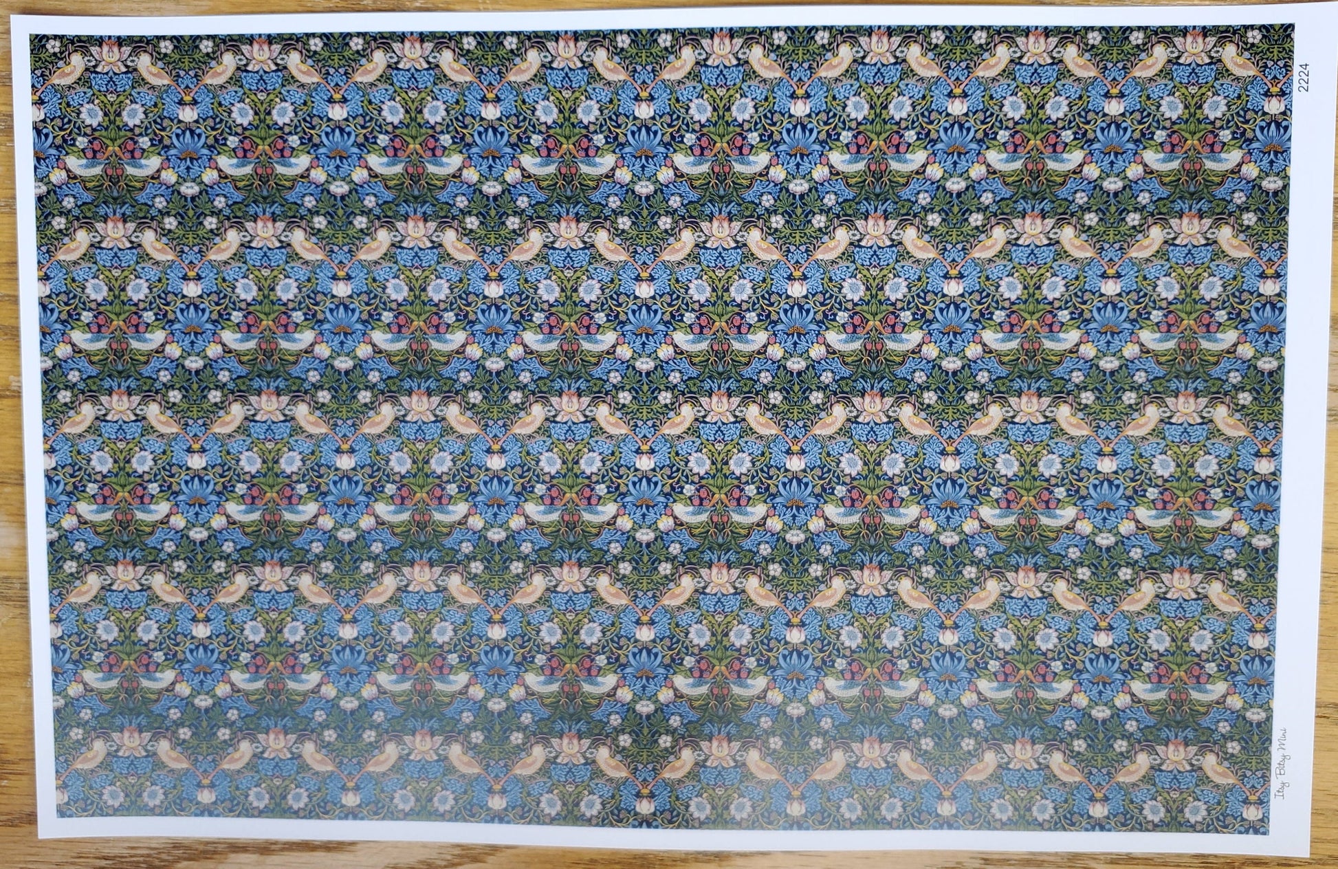 Dollhouse Wallpaper William Morris Art Nouveau Birds & Strawberries 1:12 Scale
