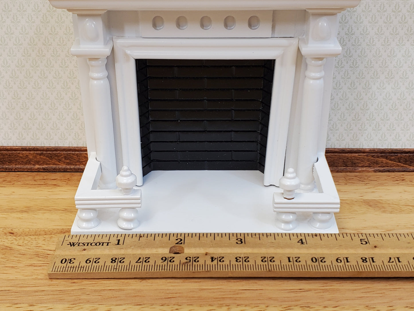 Dollhouse Fireplace Large with Mirror White Finish 1:12 Scale Miniature Furniture