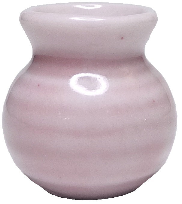 Dollhouse Pink Porcelain Vase or Jar with Rib Pattern 1:12 Scale Miniature