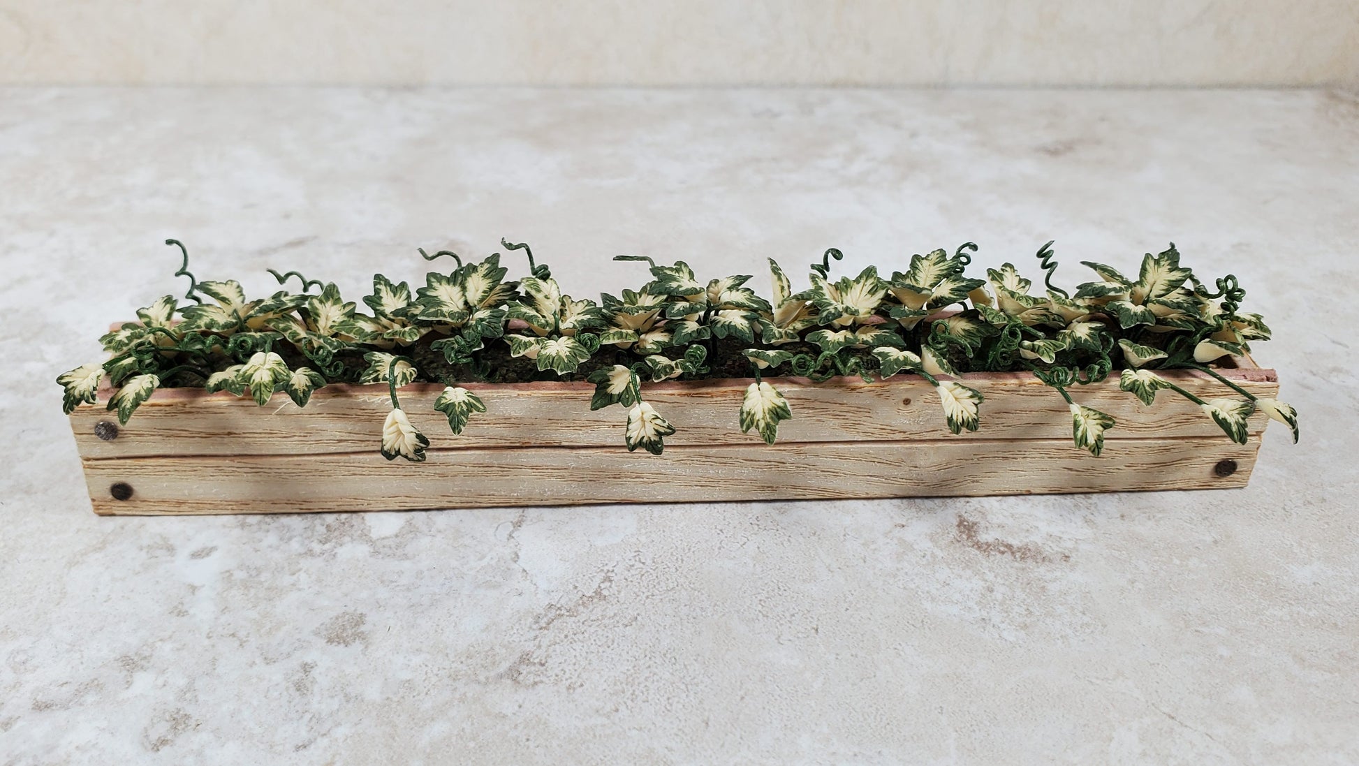 Dollhouse Inner Variegated Ivy in 5.25" Window Box Planter 1:12 Scale Miniature