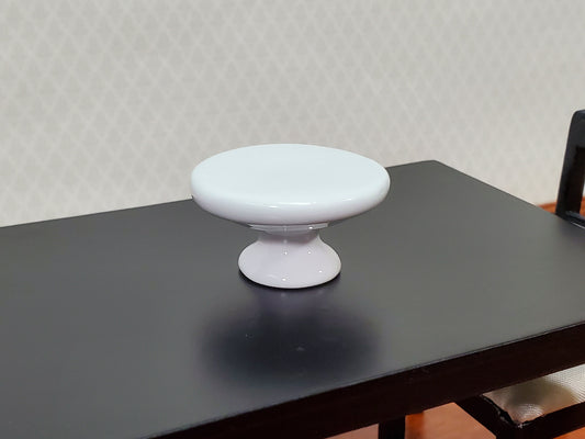 Dollhouse Cake Stand Platter All White Ceramic 1:12 Scale Miniatures Dishes