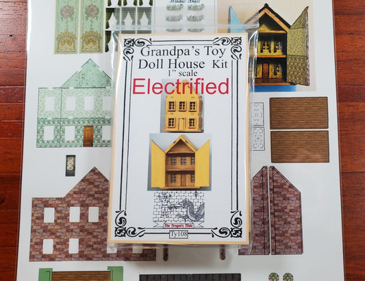 Dollhouse 1:144 Scale DIY Kit Grandpa's Toy House Electric with Wallpaper