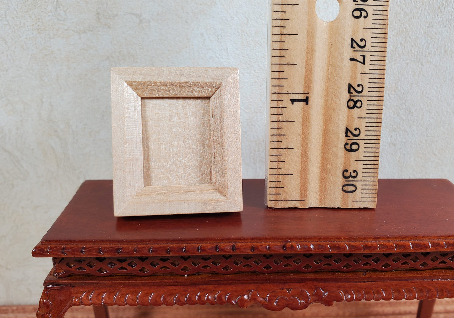 Miniature Picture Frame Wood with Backing and Stand Vertical Portrait 1 5/16"