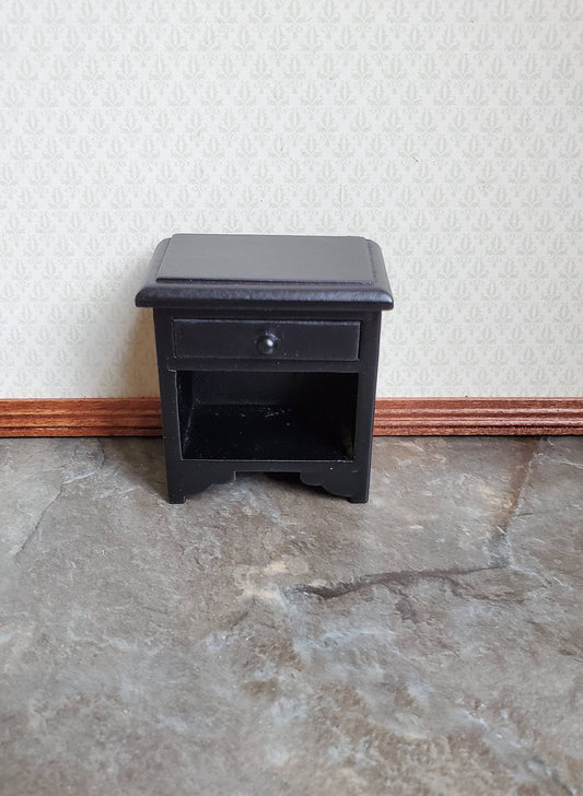 Dollhouse Miniature Nightstand Side Table Black w/ Drawer 1:12 Scale Furniture