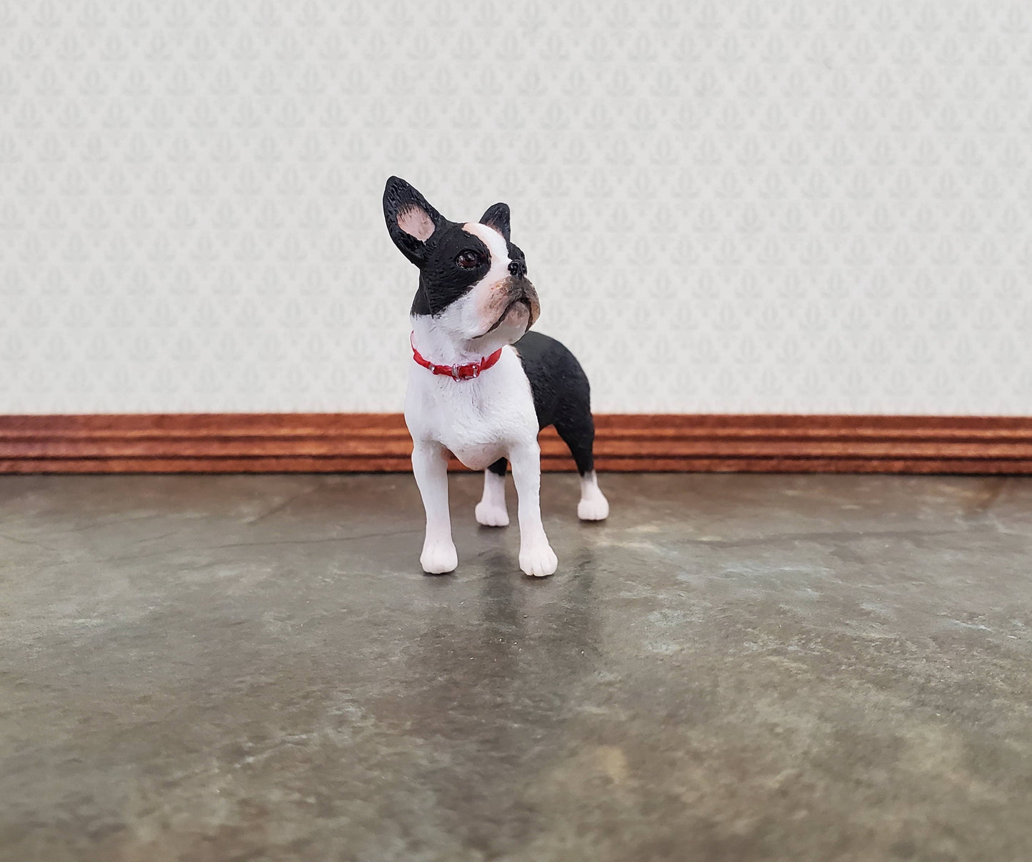 Miniature Dog Boston Terrier Black & White 1:12 Scale Pet