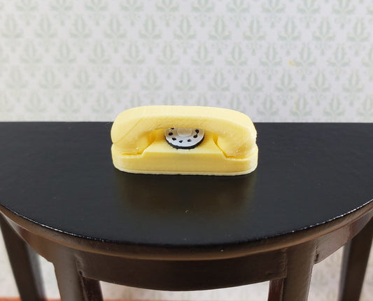 Dollhouse Princess Telephone Dial Phone Modern 1950s Yellow 1:12 Scale Miniature