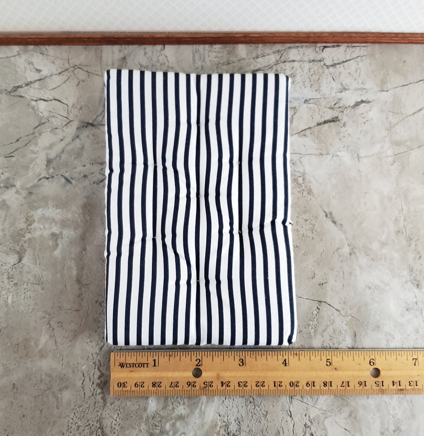 Dollhouse Miniature Mattress Double Size Black & White Striped 1:12 Scale Bedroom